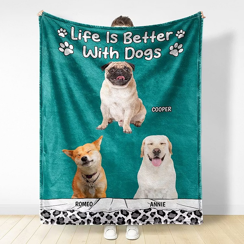 Custom Pet Flannel Blanket Furry Baby Embedded Digital Fleece Blanket