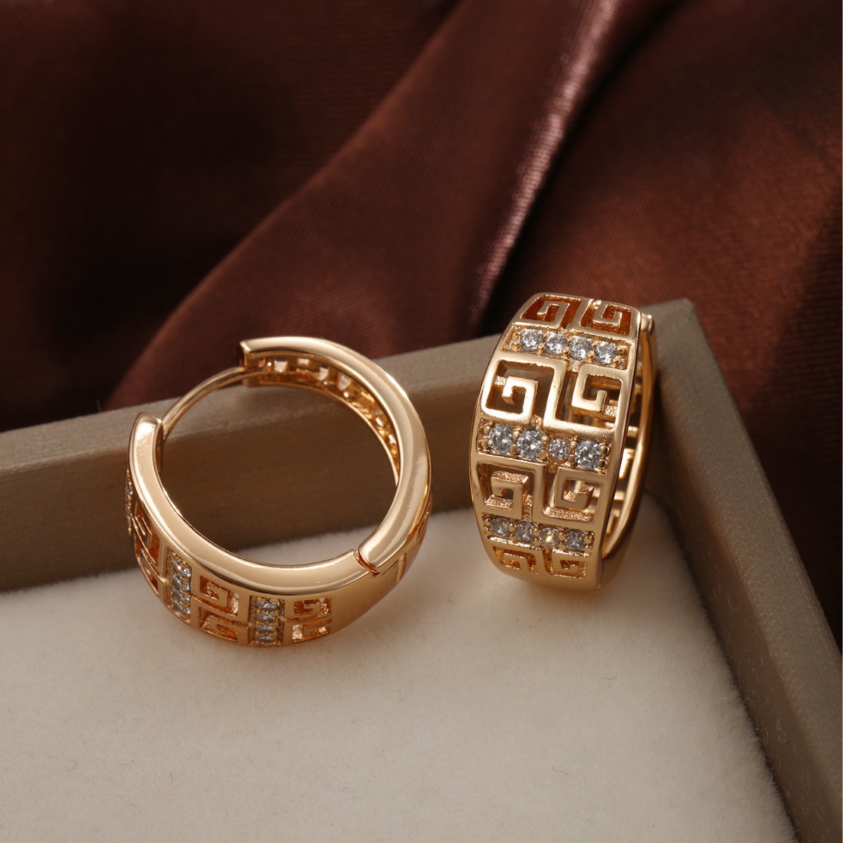 Vintage Fashion Hoop Earrings Luxury Style Copper Zircon Jewelry