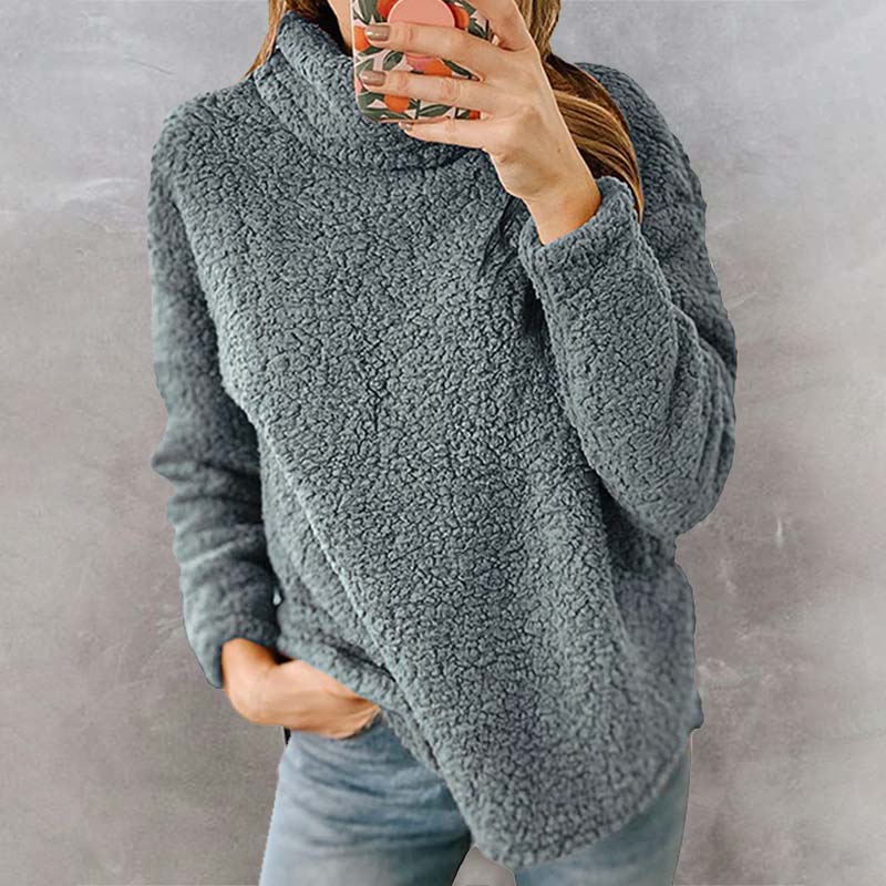 Warm Plush Turtleneck Sweatshirt Casual Loose Plus Size Winter Top