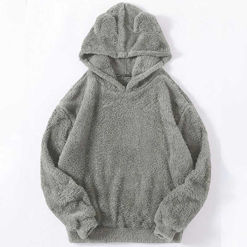Lovely Bunny Ears Plush Warm Loose Hooded Sweatshirt