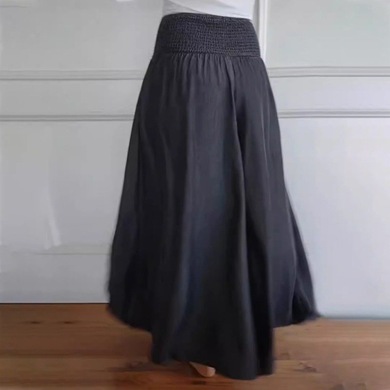 Fashion Elastic Waist Loose Trousers Casual Wide-leg Pocket Pants