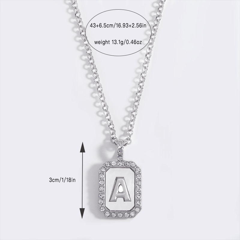 Letter Inlay Necklace Pendant Alloy Zircon Necklace Friend Gift