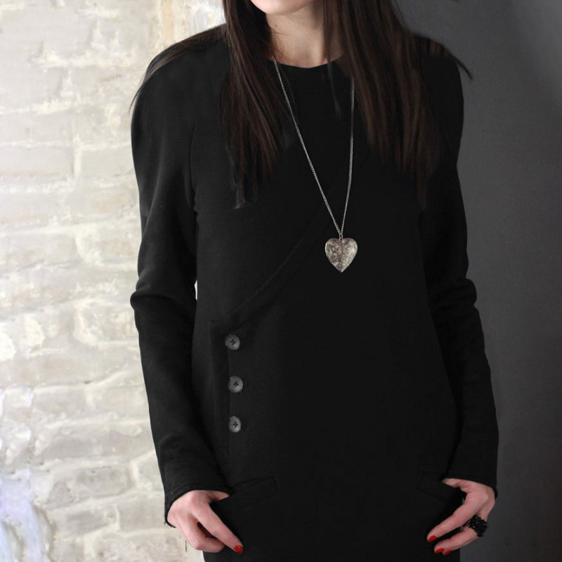 Trendy Thickened Fleece Warm Autumn Winter Pockets Sweatshirt Dress