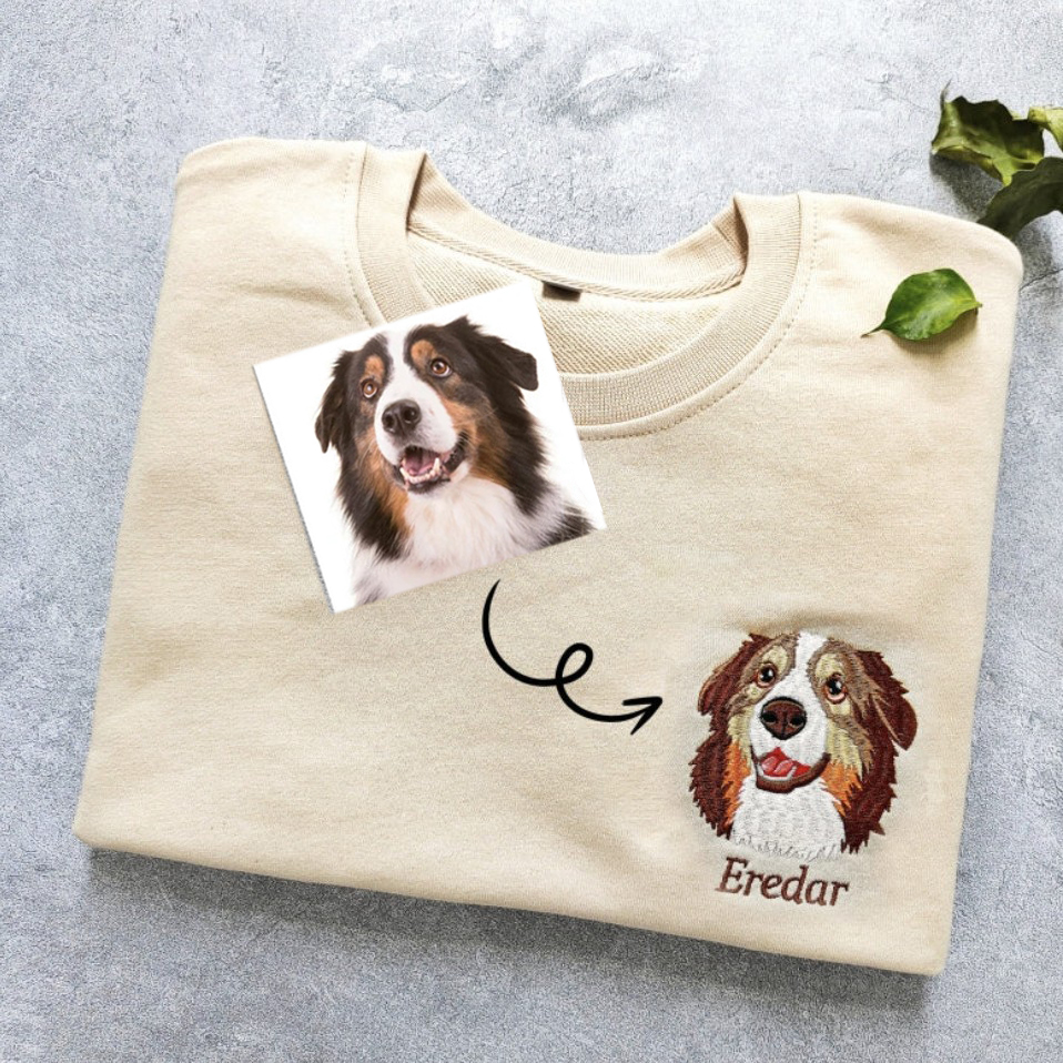 Custom Pet Face Embroidered T-shirt Furry Baby Keepsake Gift