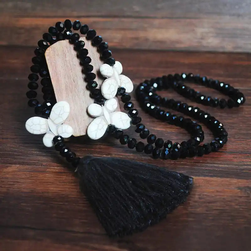 White Turquoise Bow Sweater Chain