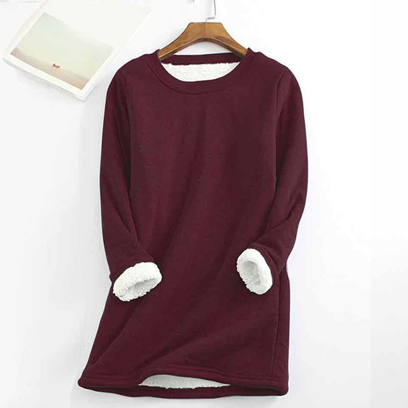 Solid Color Thickened Fleece Warm Autumn and Winter Sweatshirt