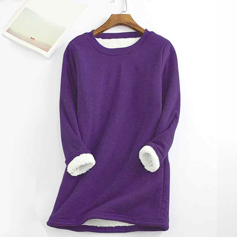 Solid Color Thickened Fleece Warm Autumn and Winter Sweatshirt