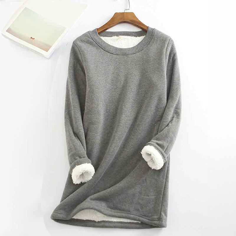 Solid Color Thickened Fleece Warm Autumn and Winter Sweatshirt