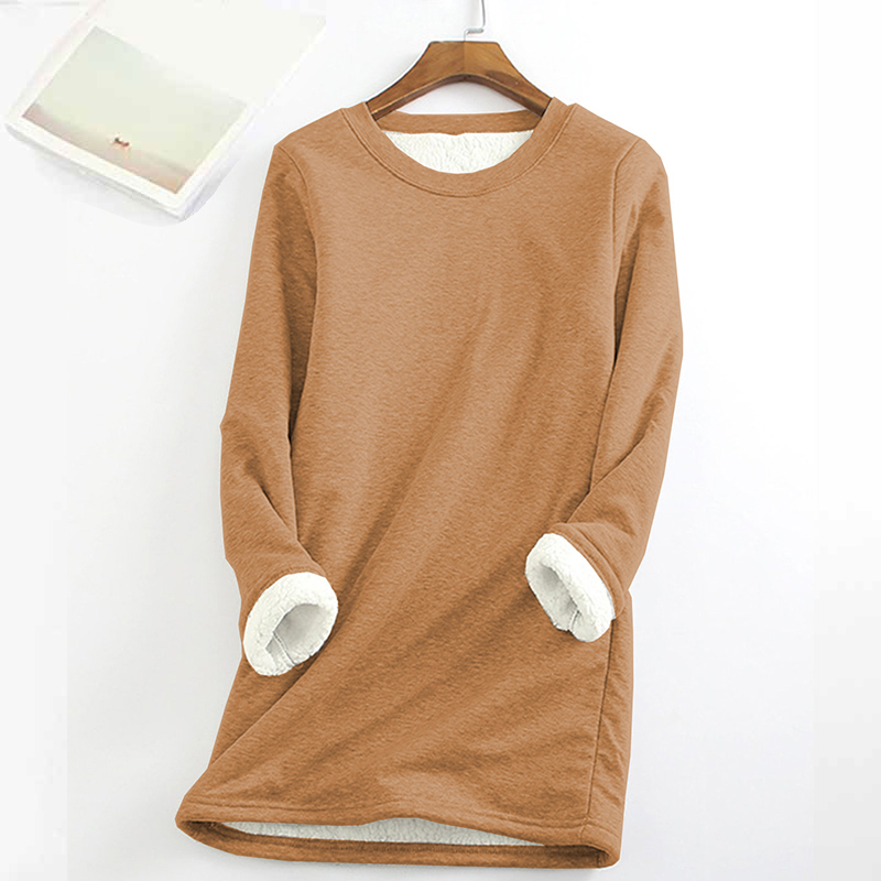 Solid Color Thickened Fleece Warm Autumn and Winter Sweatshirt