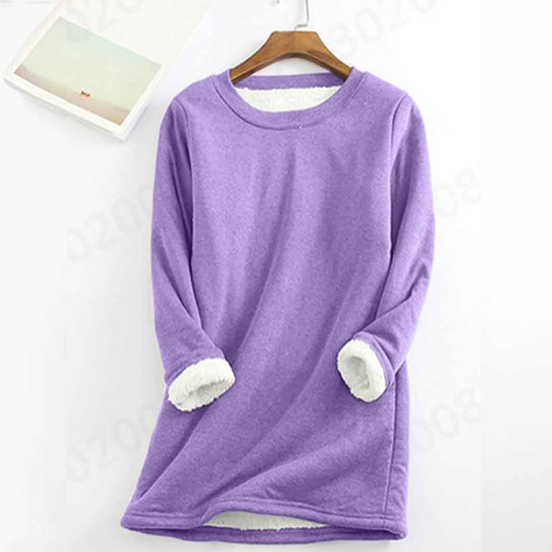 Solid Color Thickened Fleece Warm Autumn and Winter Sweatshirt