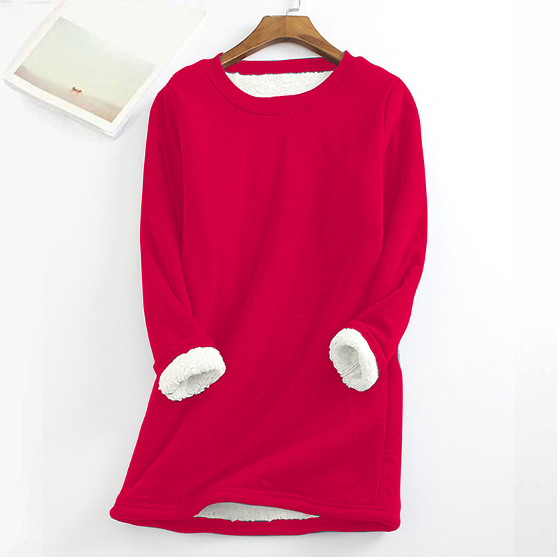 Solid Color Thickened Fleece Warm Autumn and Winter Sweatshirt