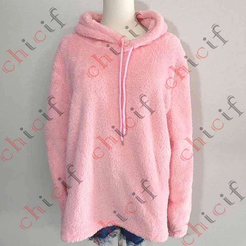Solid Color Long Sleeve Hooded Plush Pajamas Sweatshirt