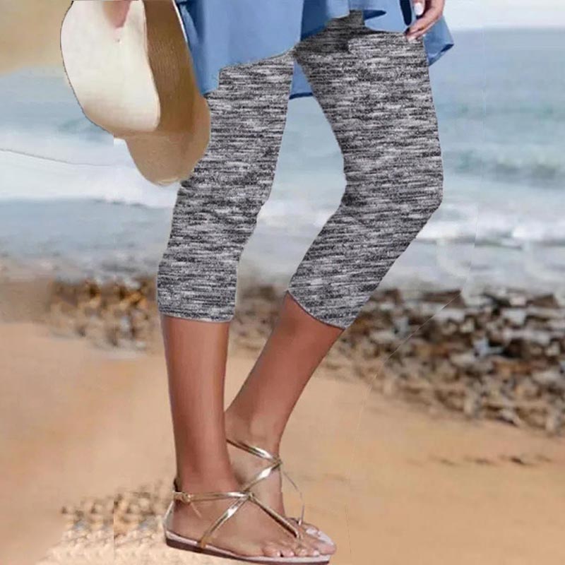 Trendy Solid Color Elastic Waist Casual Macaron Color Cropped Pants