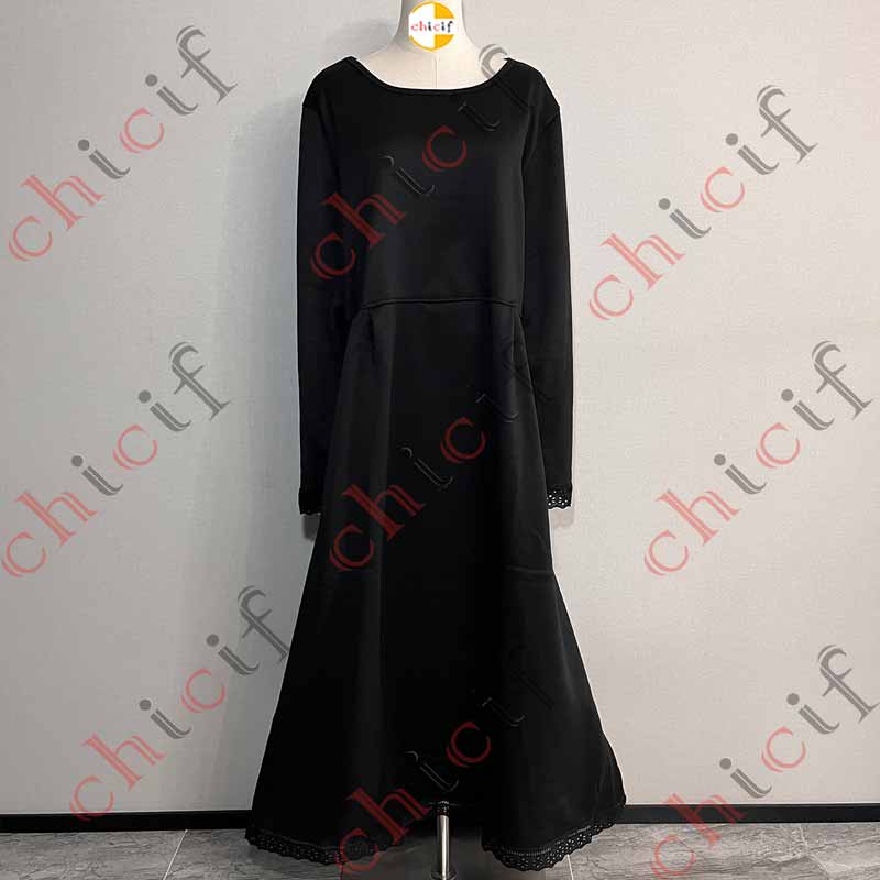 Retro Solid Color Loose Fleece Pockets Autumn Winter Dress