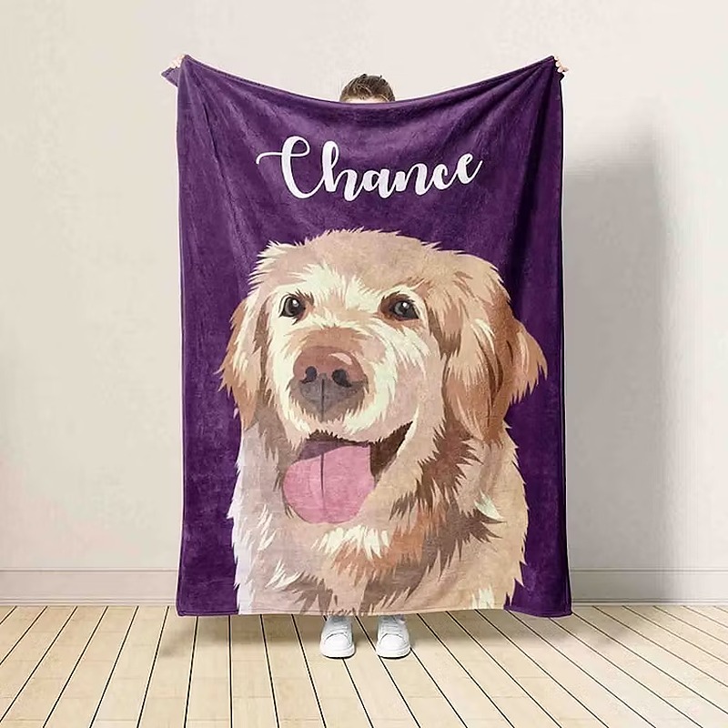 Custom Pet Flannel Blanket Furry Baby Embedded Digital Fleece Blanket