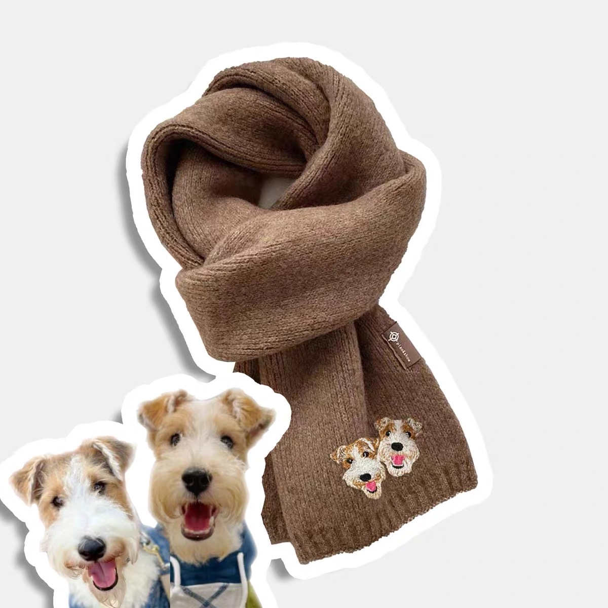 Custom Pet Portrait Embroidery Scarf Furry Baby Winter Warm Scarf
