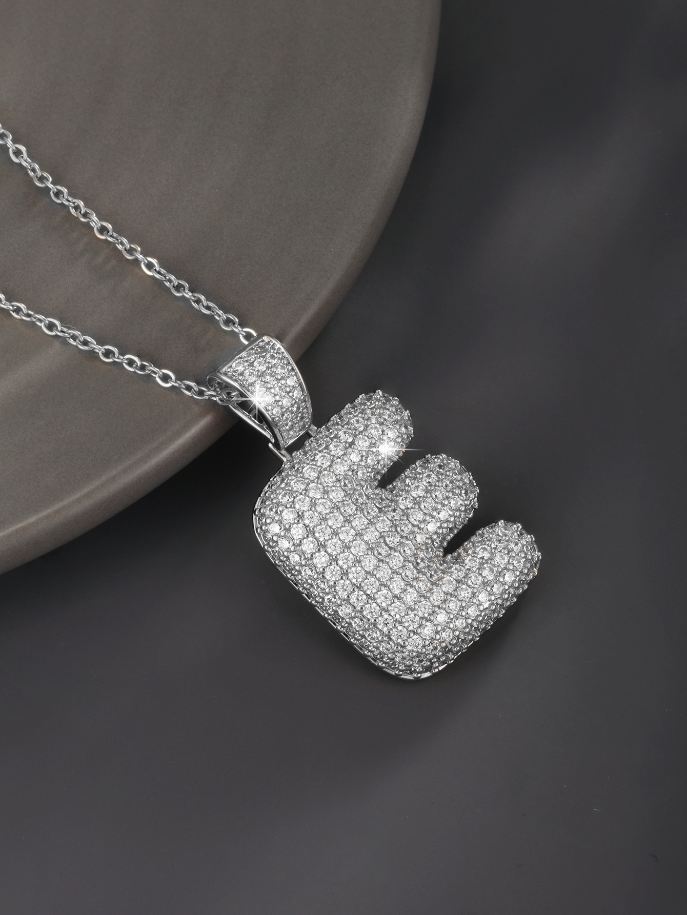 Stylish 26 Letters Necklace Pendant Alloy Zircon Necklace Friend Gift