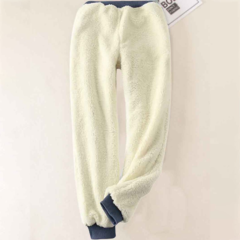 Solid Color Thickened Fleece Warm Autumn Winter Loose Sweatpants