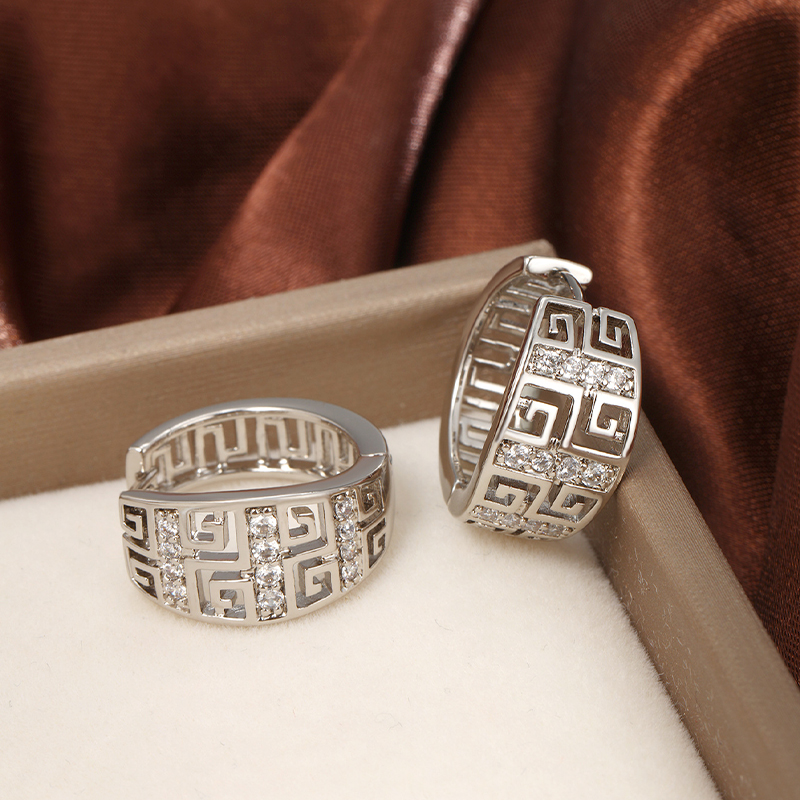 Vintage Fashion Hoop Earrings Luxury Style Copper Zircon Jewelry