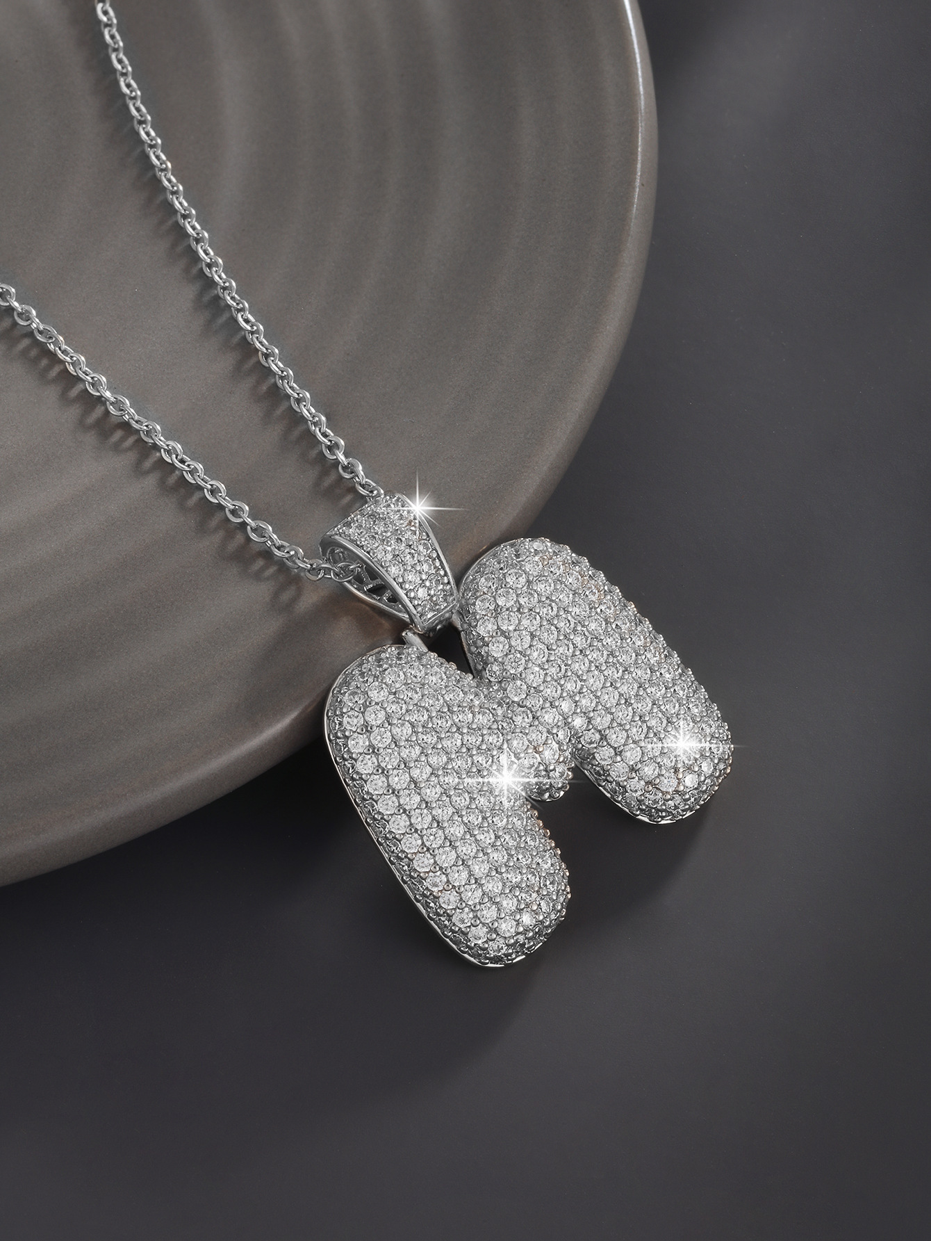 Stylish 26 Letters Necklace Pendant Alloy Zircon Necklace Friend Gift