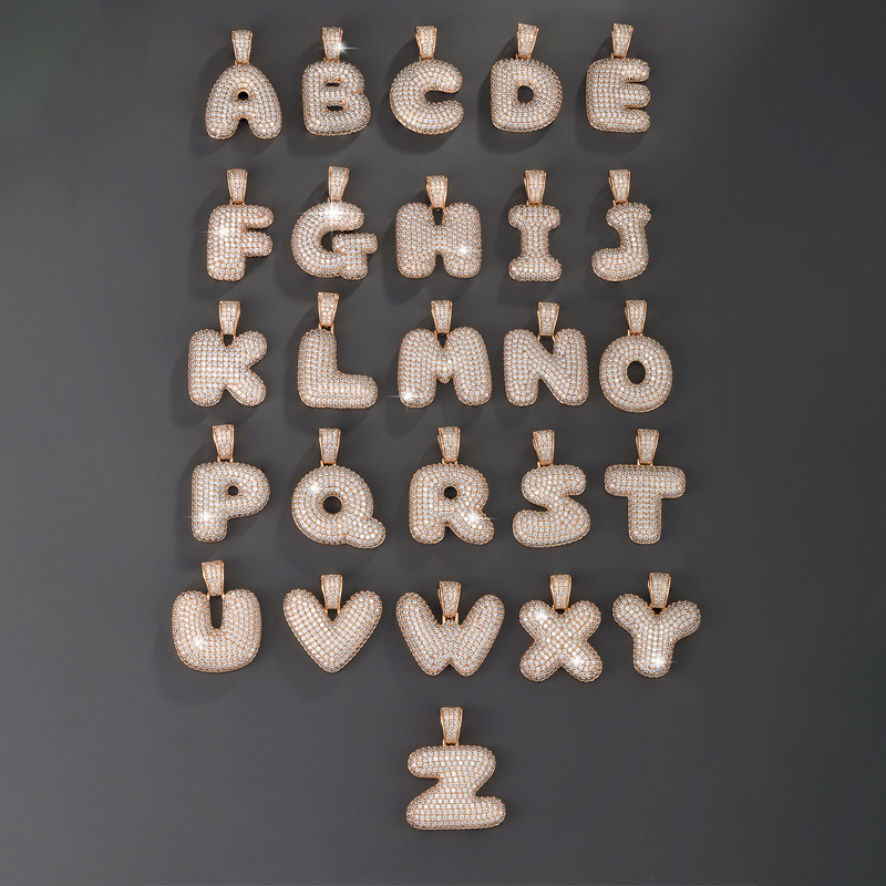 26 Letters 18K Gold Plated Necklace Pendant Zircon Necklace