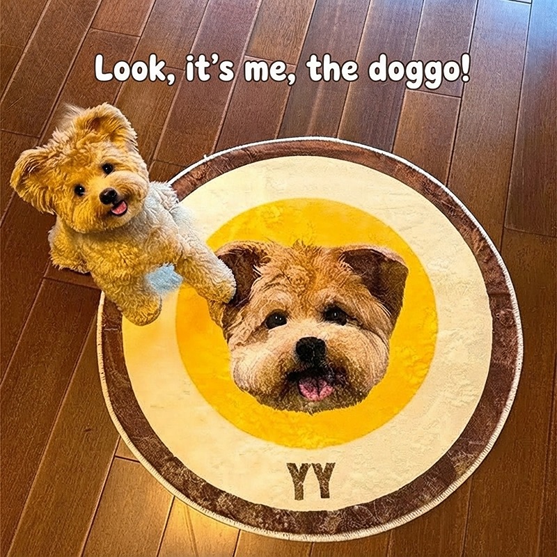 Customized Pet Portrait Round Tufted Rug Cute Furry Baby Flocked Rugs