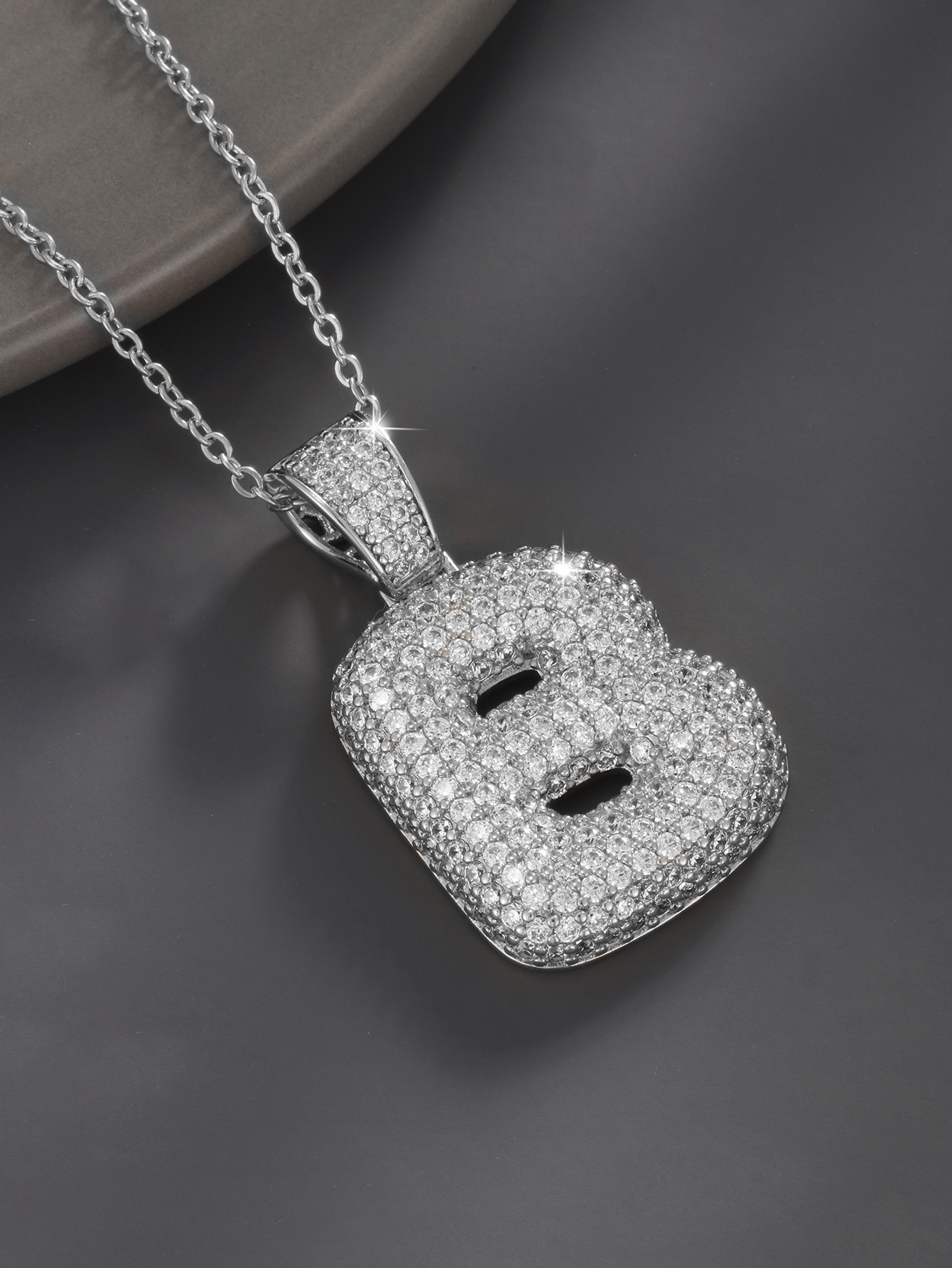 Stylish 26 Letters Necklace Pendant Alloy Zircon Necklace Friend Gift