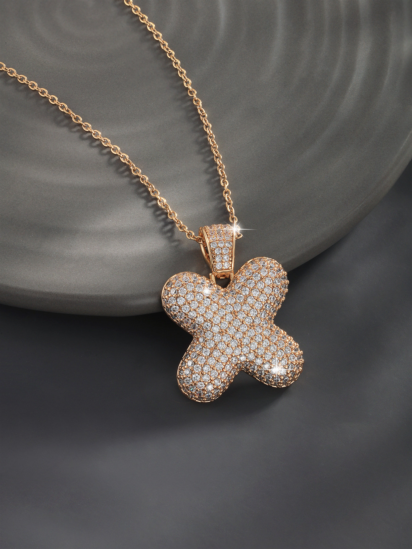 26 Letters 18K Gold Plated Necklace Pendant Zircon Necklace