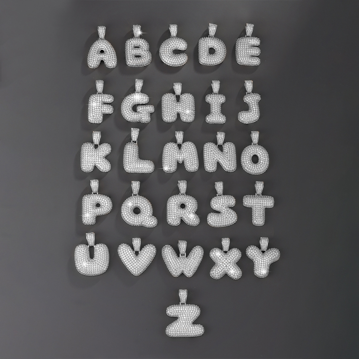 Stylish 26 Letters Necklace Pendant Alloy Zircon Necklace Friend Gift