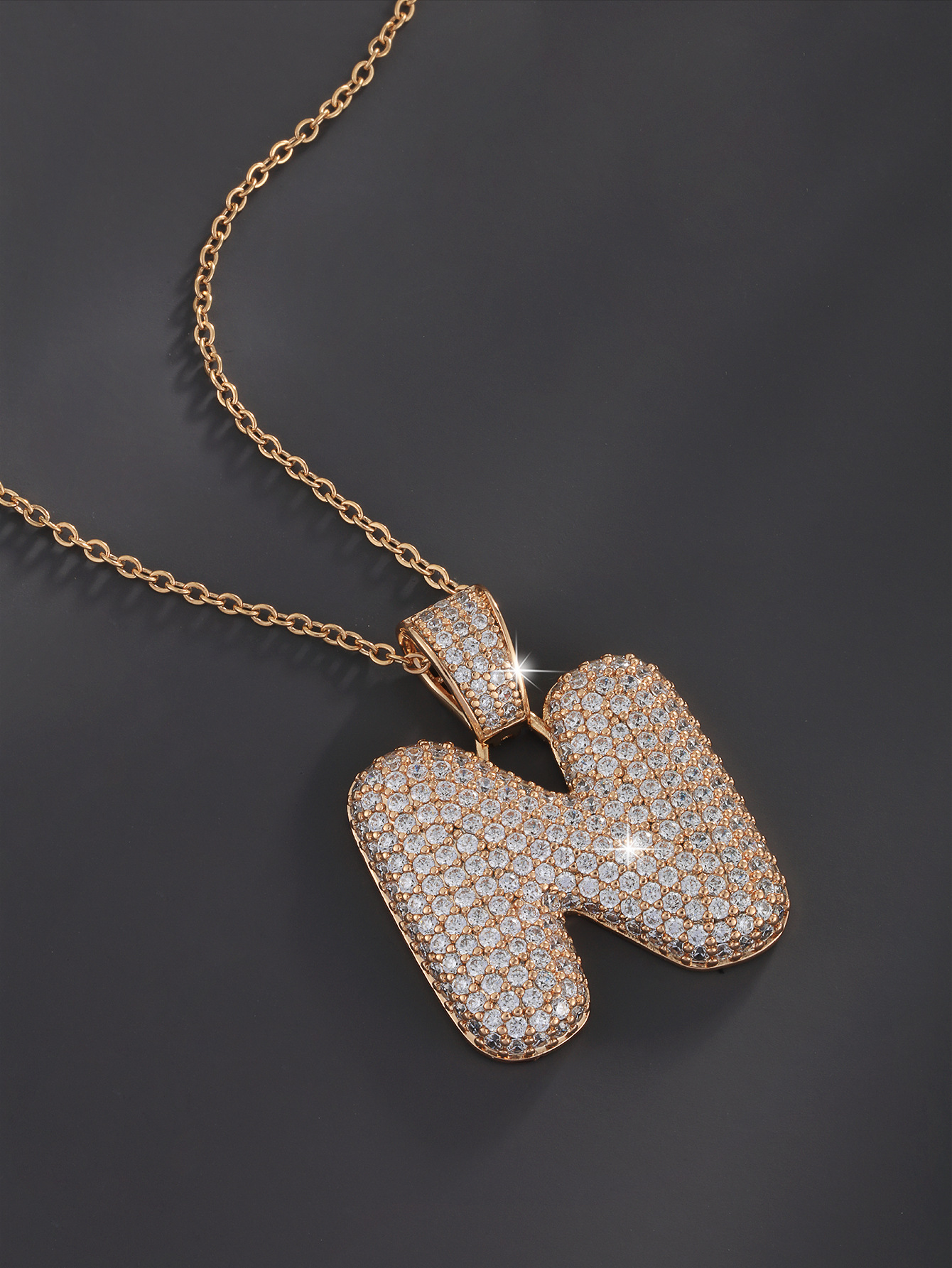 26 Letters 18K Gold Plated Necklace Pendant Zircon Necklace