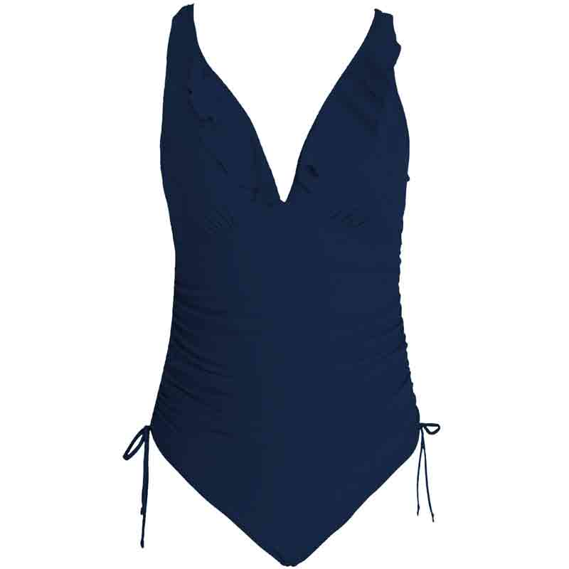 Ruffled V-neck Backless One-piece Bikini Swimsuit