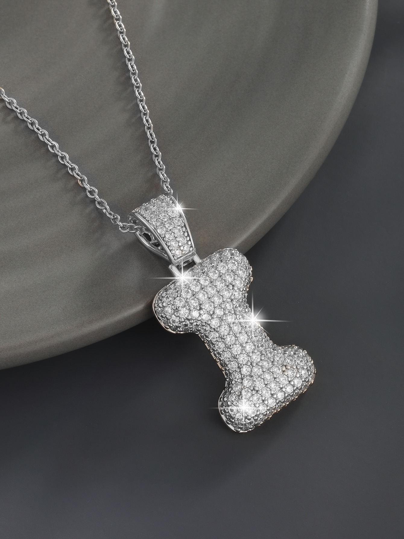 Stylish 26 Letters Necklace Pendant Alloy Zircon Necklace Friend Gift