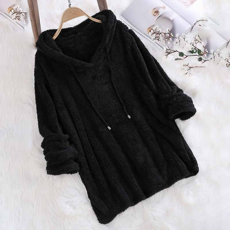 Solid Color Long Sleeve Hooded Plush Pajamas Sweatshirt