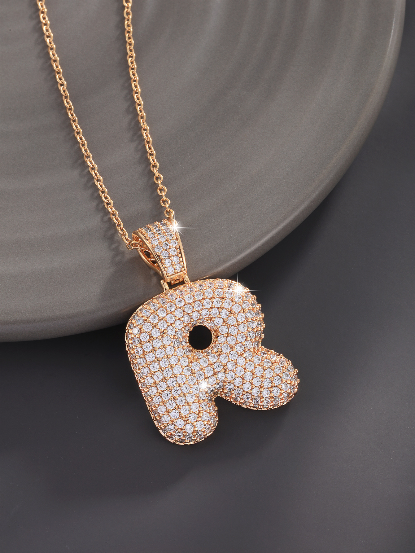 26 Letters 18K Gold Plated Necklace Pendant Zircon Necklace