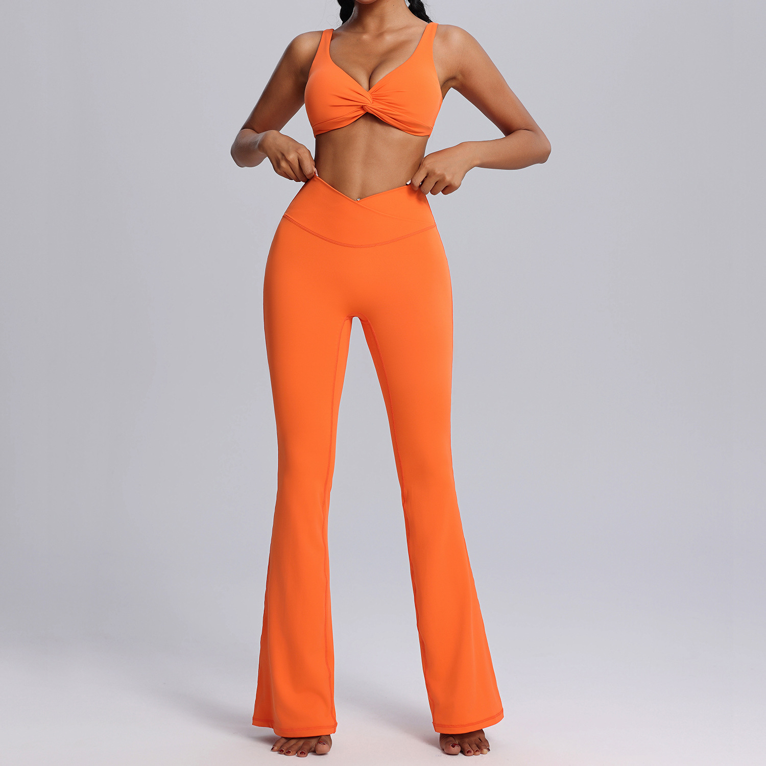 Yoga Suit Sportswear Vest And Flared Long Pants Two-Piece Yoga Set