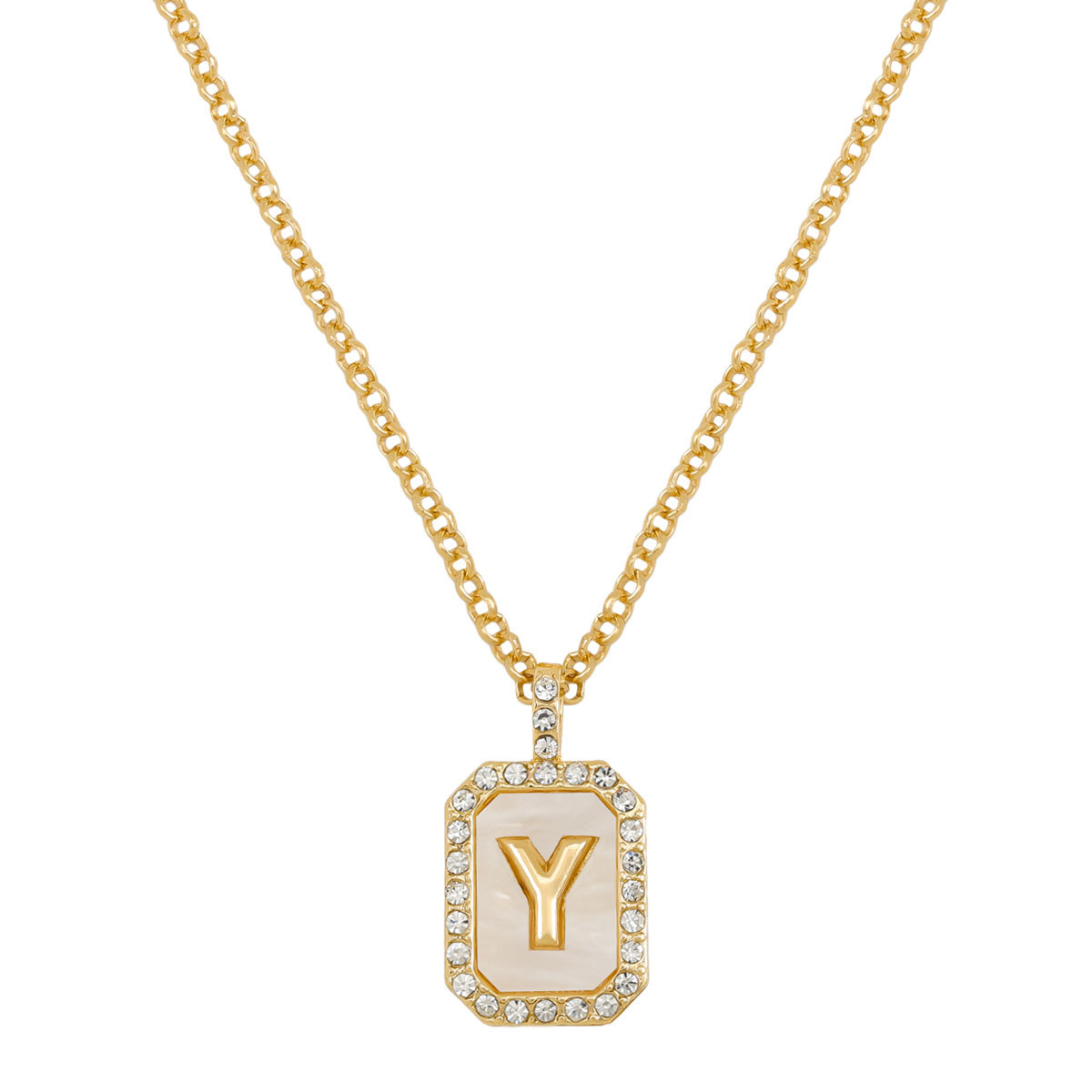 Letter Inlay Gold Plated Necklace Pendant Zircon Necklace Friend Gift