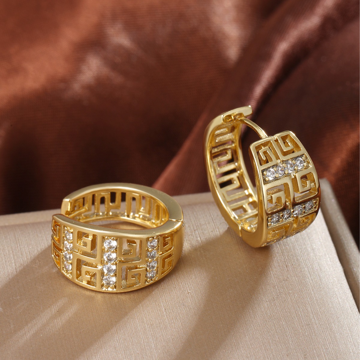 Vintage Fashion Hoop Earrings Luxury Style Copper Zircon Jewelry