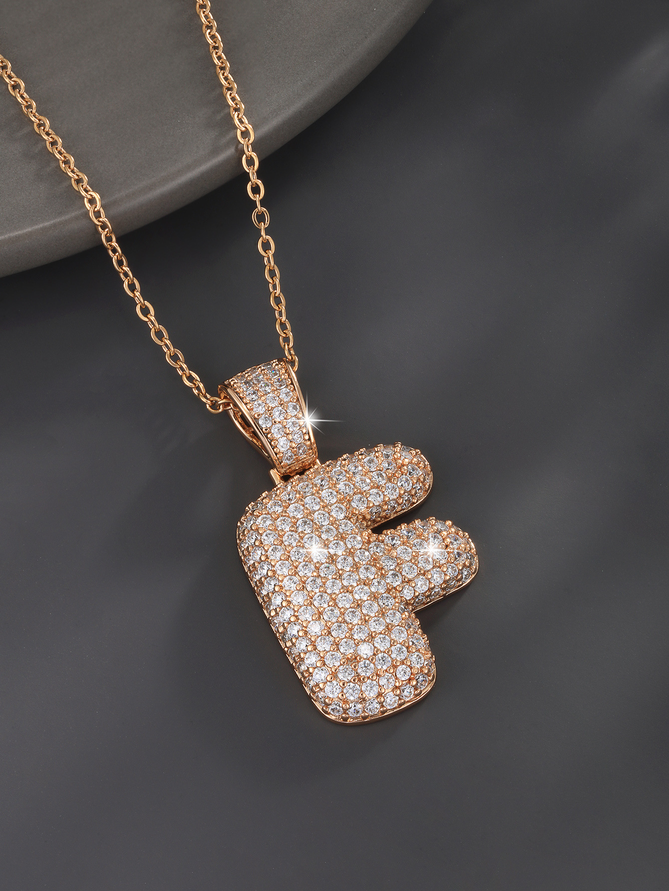 26 Letters 18K Gold Plated Necklace Pendant Zircon Necklace