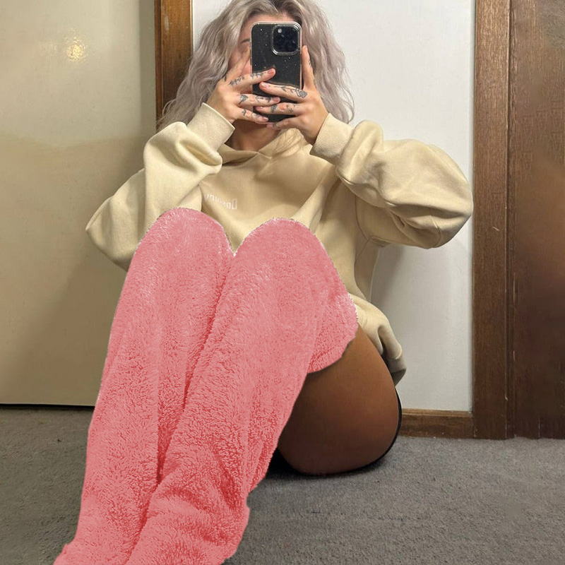 Plush Teddy Bear Floor Socks Knee Pads Stockings Warm High Socks