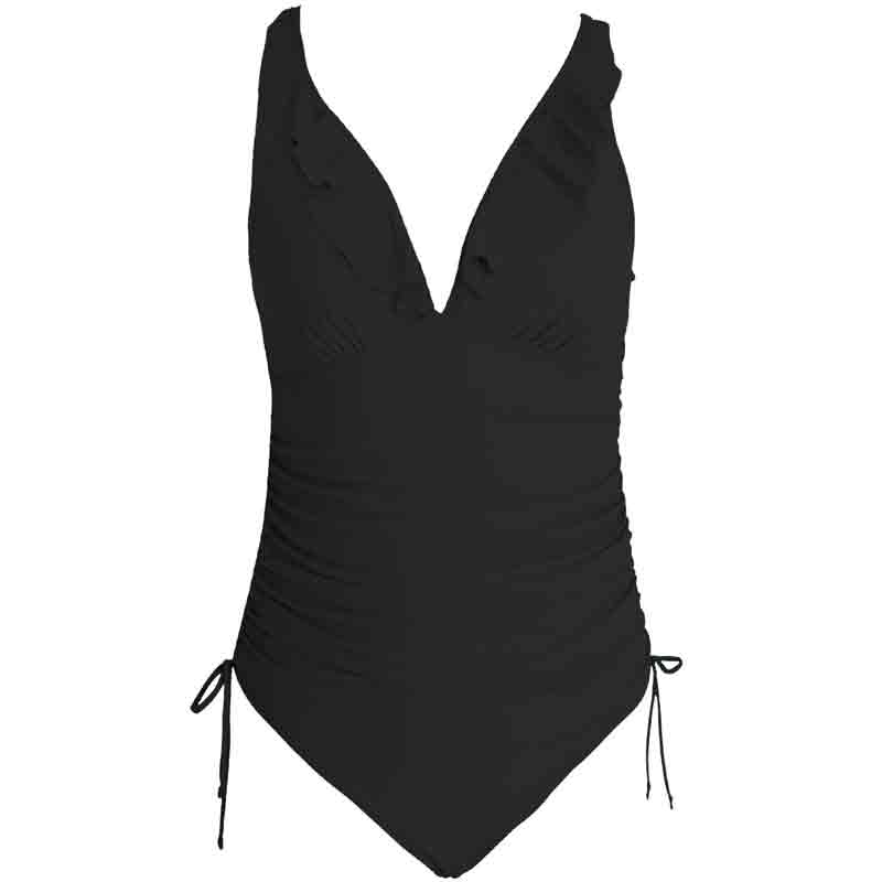 Ruffled V-neck Backless One-piece Bikini Swimsuit