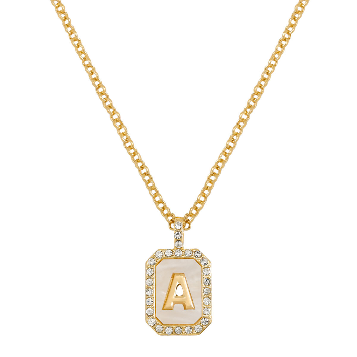 Letter Inlay Gold Plated Necklace Pendant Zircon Necklace Friend Gift