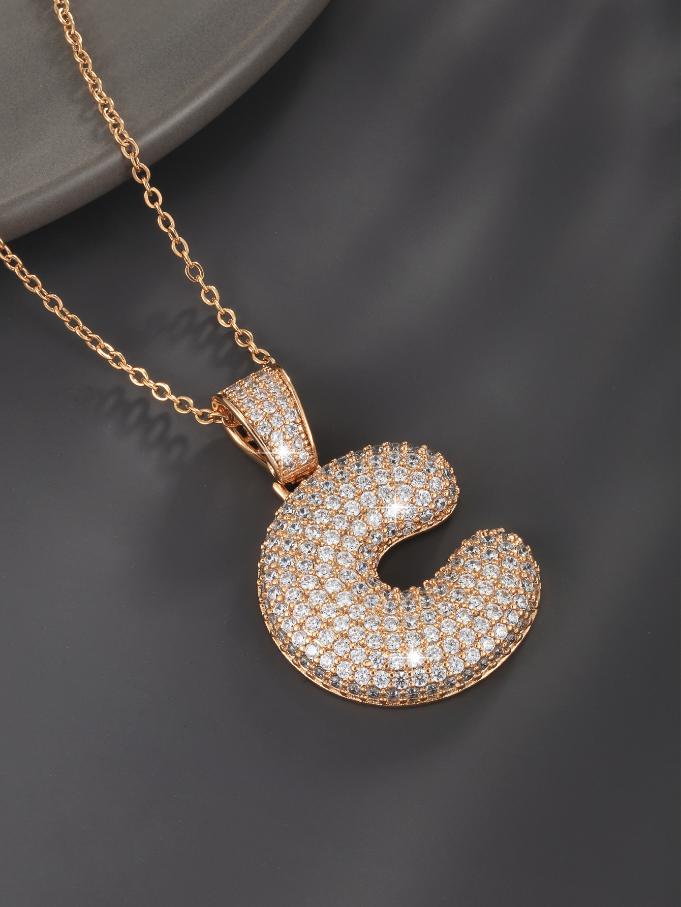 26 Letters 18K Gold Plated Necklace Pendant Zircon Necklace
