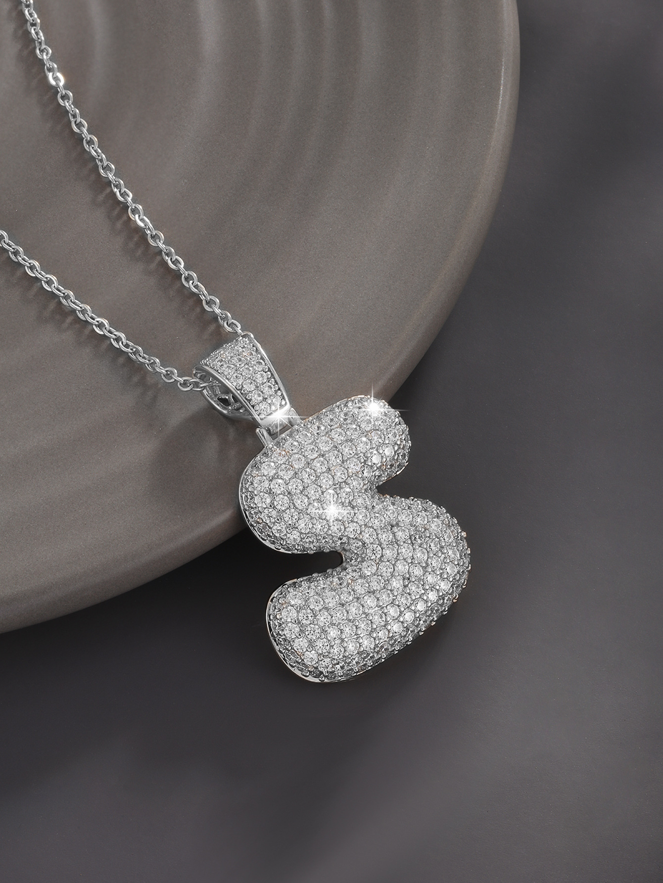 Stylish 26 Letters Necklace Pendant Alloy Zircon Necklace Friend Gift