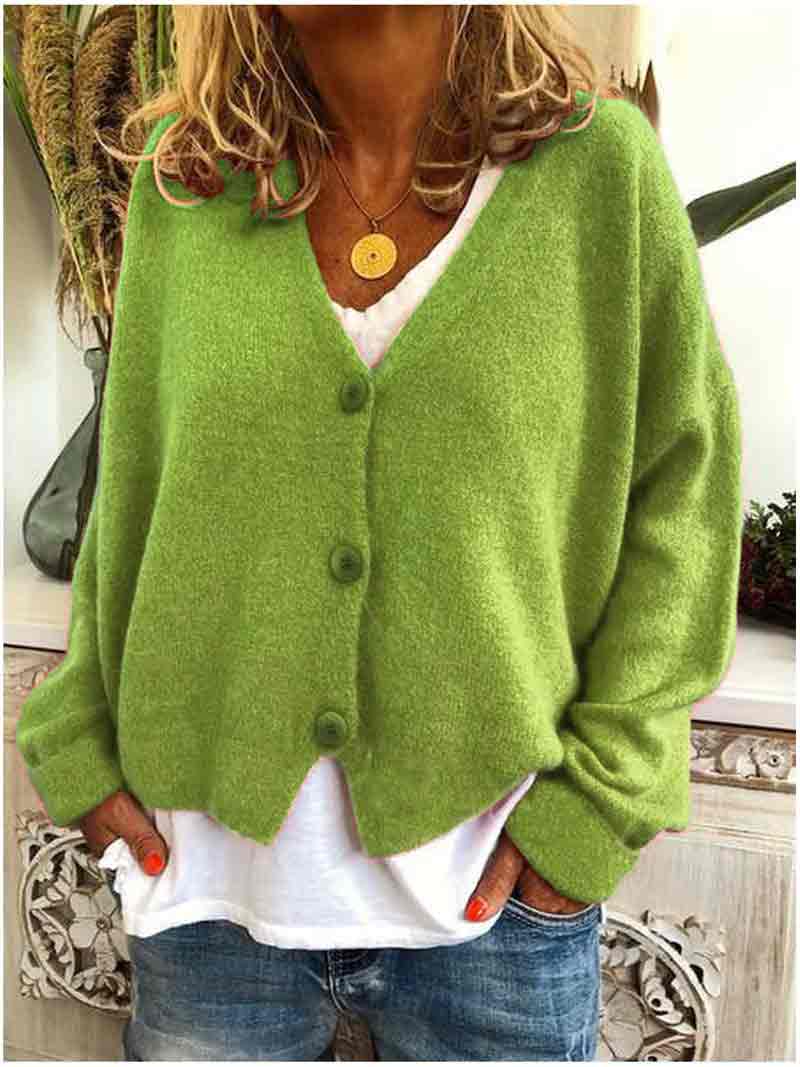 Solid Color Thick Autumn Winter Loose Knitted Cardigan Sweater Coat