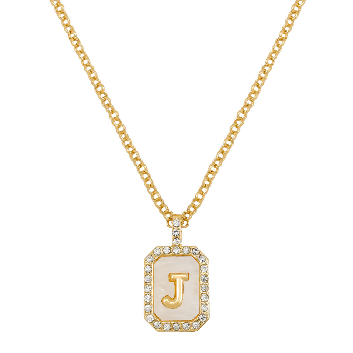 Letter Inlay Gold Plated Necklace Pendant Zircon Necklace Friend Gift