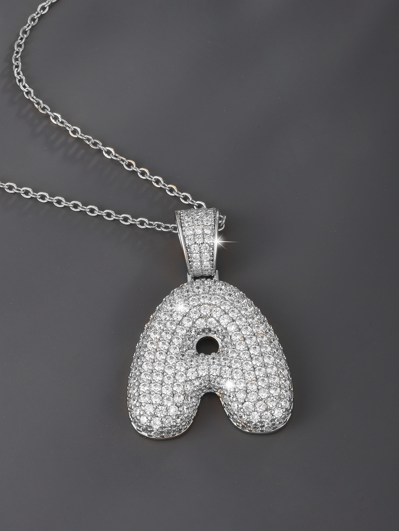 Stylish 26 Letters Necklace Pendant Alloy Zircon Necklace Friend Gift