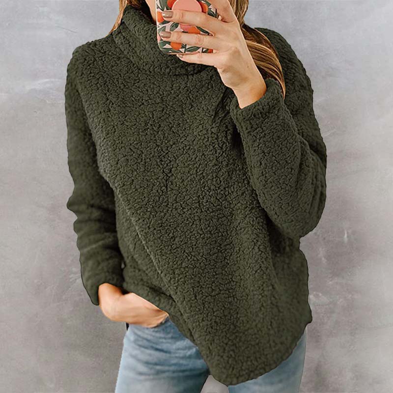 Warm Plush Turtleneck Sweatshirt Casual Loose Plus Size Winter Top