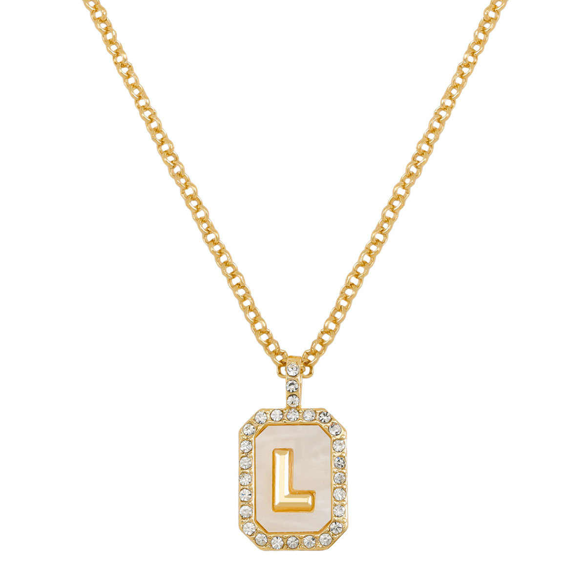 Letter Inlay Gold Plated Necklace Pendant Zircon Necklace Friend Gift
