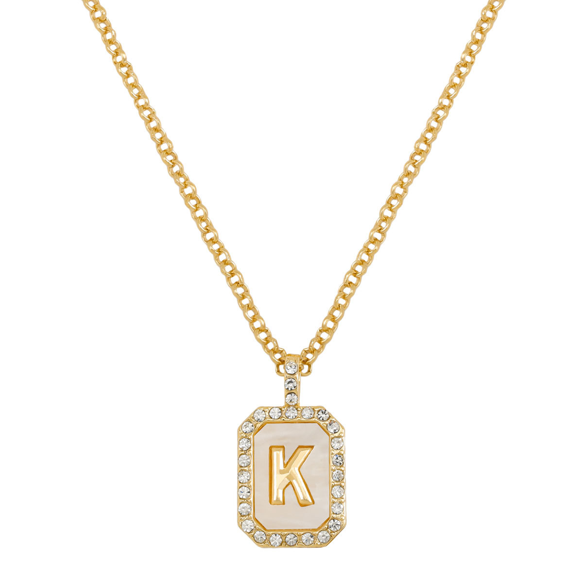 Letter Inlay Gold Plated Necklace Pendant Zircon Necklace Friend Gift