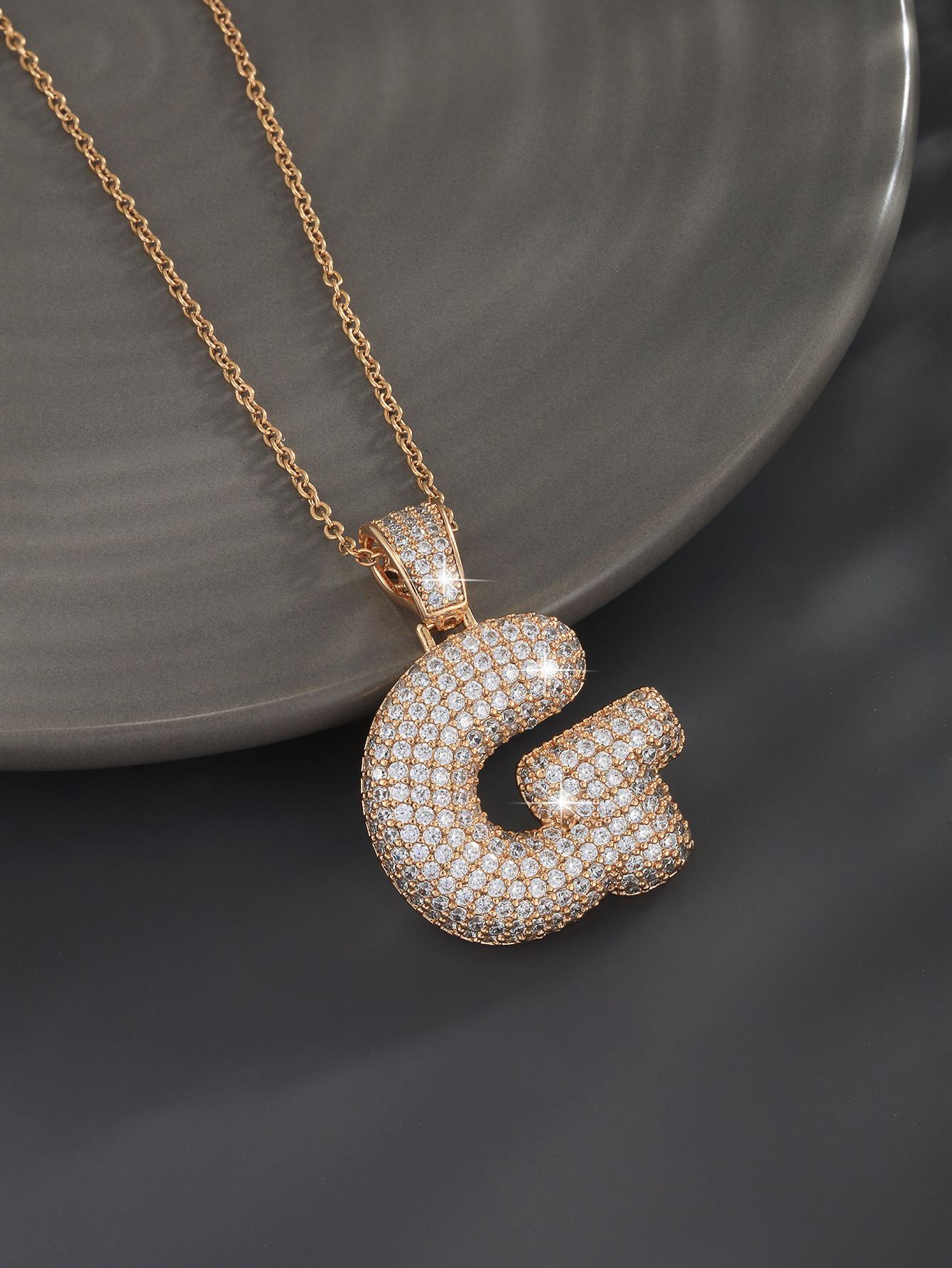 26 Letters 18K Gold Plated Necklace Pendant Zircon Necklace